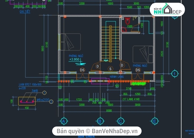 nhà phố 3 tầng,bản vẽ 3 tầng,bản vẽ cad nhà phố,nhà phố 3 tầng 5.15x8m,Bản vẽ nhà phố 3 tầng,file cad 3 tầng,Nhà phố 3 tầng